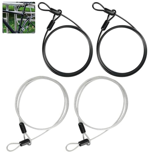 4 Piezas Espesor Cable Doble Bucle de Seguridad,3mm×100cm Cable Antirrobo Bici con Bucles,Cable de Acero Trenzado de Doble Bucle,Cable de Seguridad Cubierto de Vinilo,para Muebles de Jardín