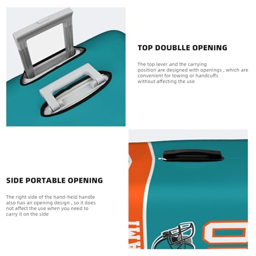 Image of Custom Miami Luggage Cover Personalized Football Style Suitcase Cover with Name Number Customized Washable Elastic Sports Travel Suitcase Protector for Business Vacation Gifts