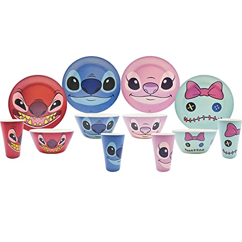Catálogo para Comprar On-line Vajillas infantiles Top 10. 41 FUNKIDS 1762-46 Juego de Vajilla Bambú Disney Stitch (Lilo & Stitch) Plato, Tazón y Vaso 12 Piezas para 4 Personas