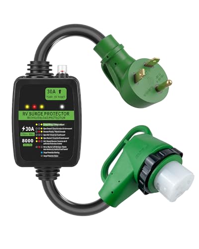 RV Surge Protector 30Amp to 50Amp RV Adapter, NEMA TT-30P to SS2-50R