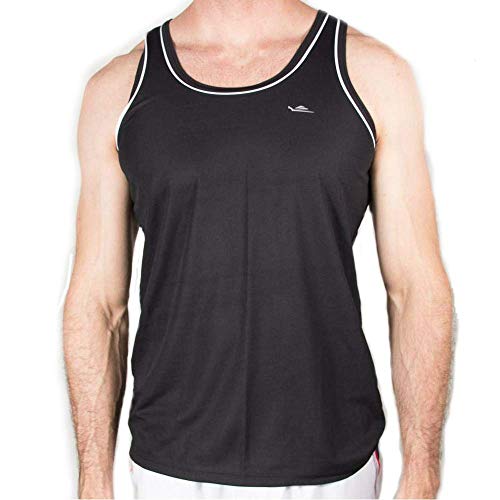 Camiseta regata masculina leve e confortável 100% poliéster (EG3, Preto)