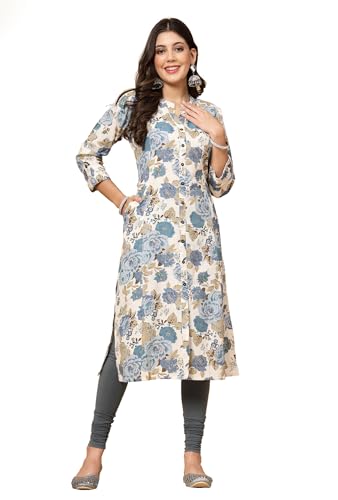 Image of Pistaa's Women's Cotton Relaxed Fit A Line Kurta