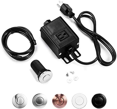 Garbage Disposal Air Switch Kit, Sink Top Waste Disposer On/Off Switch with Aluminum Alloy Power Module (LONG POLISHED STAINLESS STEEL BUTTON) by CLEESINK