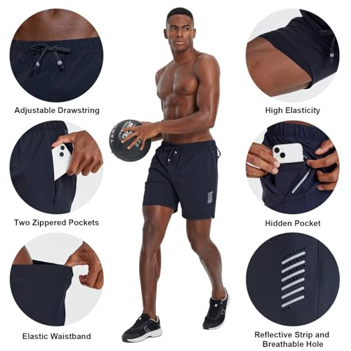 M MAELREG Men's Athletic Running Shorts 7" 2 in 1 Zipper Pockets Quick Dry Sports Gym Workout Basketball Shorts for Men4
