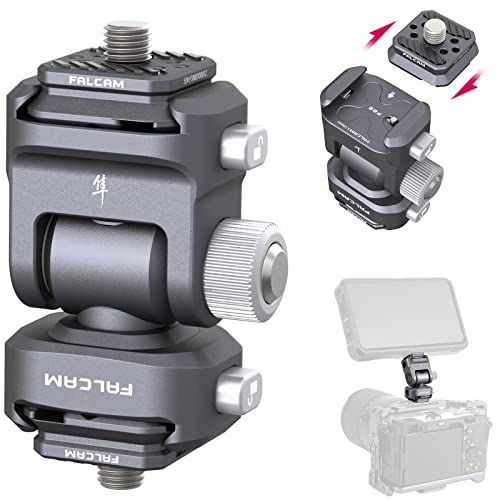 Ulanzi F22 カメラモニターマウントアクセサリー クイックリリース 2wayフルードヘッド ミニ ダブルボールヘッド モニターホルダー アダプター180°回転 レンチ付き デジタル一眼レフカメラマイク/LEDビデオライト/モニター/三脚/一脚用