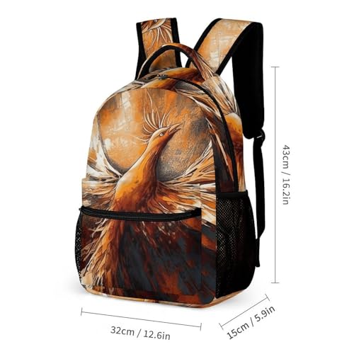 Abstract Phoenix Backpack Set 3 Piece, Durable Backpack Insulated Lunch Bag Portable Pencil Case for Men Women2