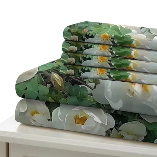 Parure de lit luxe 3D roses blanches en microfibre résistante pour lit simple 140x200 - 7