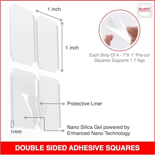 - Super Strip | Clear Double-Sided Mounting Tape Squares (1" x 1", 16pcs Holds 6.8Kg) | Heavy Duty Waterproof Adhesive | Multipurpose Mounting Pads for Wall, Tile, Glass, Metal | EZHold, 16 pcs