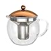 bonVIVO Teapot Tempa zaparzacz do herbaty z wyjmowanym sitkiem ze stali nierdzewnej, szklany dzbanek ze szkła borokrzemowego, odporny na wysokie temperatury, szklany dzbanek do herbaty z pokrywką o wyglądzie miedzi, chromu, 1500 ml