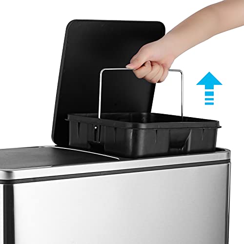 Athlike DUAL60-1 60L(16 Gal) Dual Trash Can, Stainless Steel Kitchen Garbage Can, Double Compartment Classified Rubbish Bin thumb #4