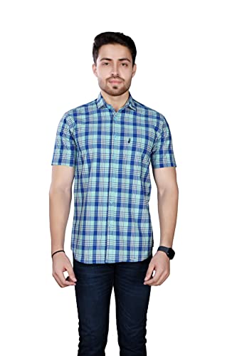 Image of BRUCEWANE Men's 100% Cotton Half Sleeve Shirt