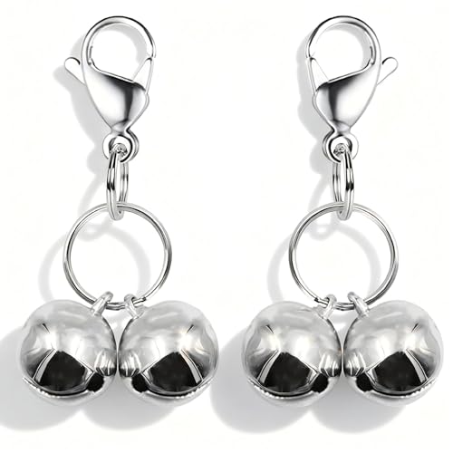 IVIA PET 4 Sets Cat Bell for Dog Collar Charm Training Pet Pendant Accessories with 2 Pack Stainless Steel Dog Tag Clips(2 X-Small Silver)