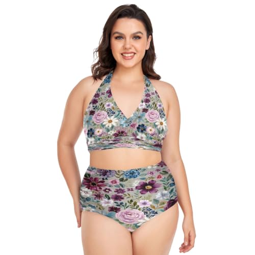 Bikinis maillot de bain 2 pièces violet réglable fini les bretelles qui glissent