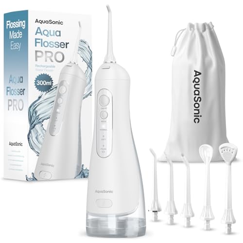 AquaSonic Aqua Flosser PRO - Rechargeable Cordless Water Flosser for