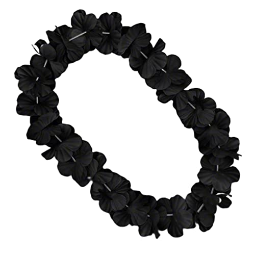 Black Satin Hawaiian Flower Lei Necklace