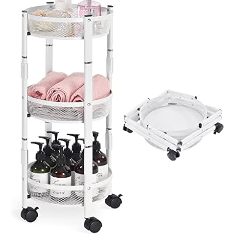 Kingrack klappbarer Aufbewahrungswagen in einer Sekunde, 3-stufiger multifunktionaler Metall-Rollwagen Cover