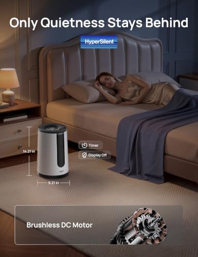 Image of DREO Air Purifier for Home, HEPA Sleep Mode, AHAM VERIFIDE Air Purifiers for Bedroom, Pets, Smoke, Dust, Pollen & Odors, PM2.5 Monitor, Auto & Turbo Mode, 4 Speeds, Scent Diffuser, DR-HAP008(Dreo 338)