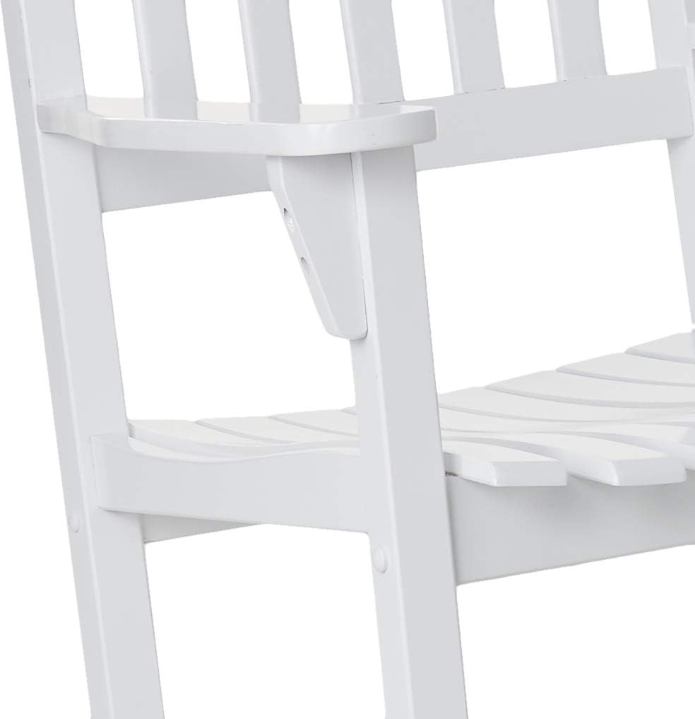 Cambridge Casual Bentley Solid Wood Porch Rocking Chair, White – Outdoor Wooden Rocker for Patio, Front Porch, Comfortable Contoured Seat