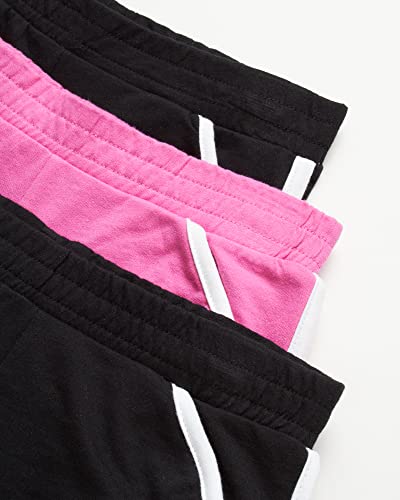 Real Love Girls' Active Shorts - 6 Pack French Terry Athletic Gym Dolphin Shorts (Size: 7-16), Size 10/12, Black/Yellow/Grey/Fuchsia #TOP1