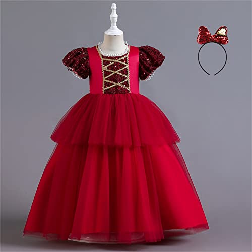 Baby Toddler Kids Little Girls Princess Wedding Birthday Dress Xmas Clothes Sequin Tulle Dress (Red, 11-12 Years ) #TOP2