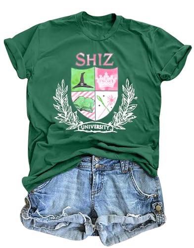 Musical Shirts Women Shiz University Tshirt Changed for Good Witch Musical Movie Tees Graphic Short Sleeve Tops Green