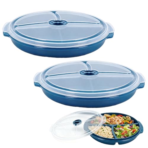 QSTZON 2 Pcs Assiettes Micro-ondes avec Couvercles