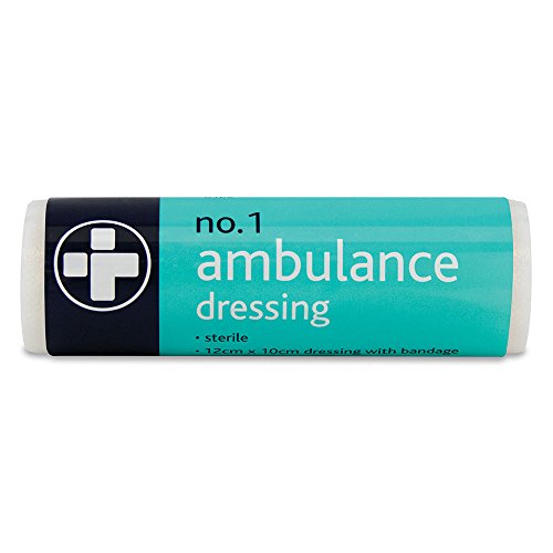 Image of Reliance Medical No 1 Ambulance Dressing - Sterile, Flow Wrapped, 12 cm x 10 cm, Thick and Absorbent Wound Pad with Soft Stretch Bandage, Pack of 10