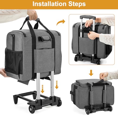 image for Trunab Rolling Teacher Bag, Teacher Tote Bag with Bottom Pad and Detac