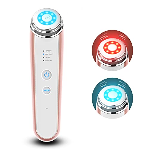 Facial Massager Face Massage Device - Led Light Therapy for Face - Handy Electric High Frequency and Vibration Machine for Skin Tightening, Face Lifting, Wrinkle Removing, Anti-aging