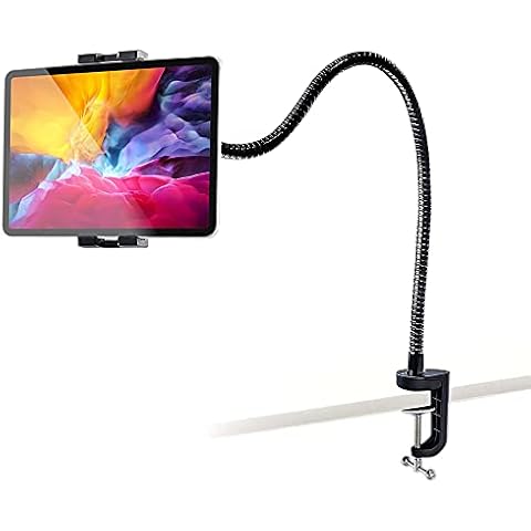 woleyi Gooseneck Arm Tablet Holder, Flexible Long Arm Tablet Mount Stand, Adjustable Bed Desk Phone Clamp for iPad Pro 9.7, 10.5, 12.9 Air Mini, iPhone, Samsung Galaxy Tabs, Switch More 4-13 inch Cover