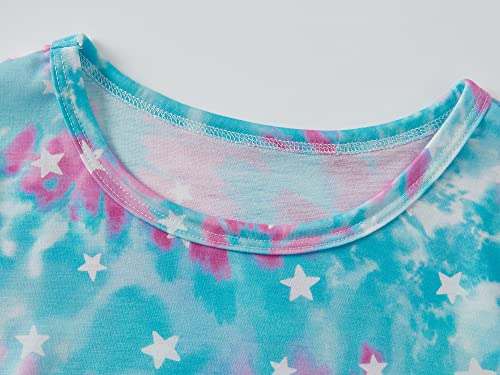 Big Girls Tie Dye Pajamas Tee & Shorts 2-Piece Clothes Set Cute Jammies Size 8 #TOP1