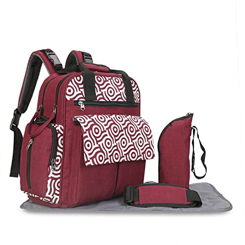 Ausemo Mochila de Viaje para Pañales de Bebé Mommy Bag Multifunción de Gran Capacidad Bolsas para Cambiar Pañales Bolsa de Botella Portátil Hombro Mochila Bolso,Red