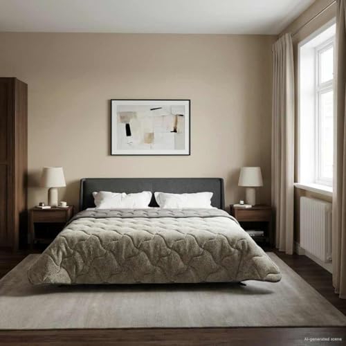 Manta de verano gris claro 200 x 220 cm microfibra y forro polar de peluche, edredón transpirable con relleno de fibra para interiores fácil de lavar y duradero