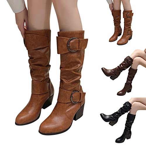 Bottes Moyennes Mollet Confortables avec Fermeture Éclair Latérale