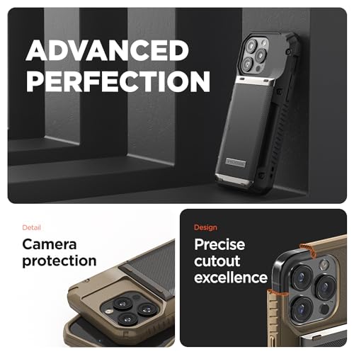 Image of VRS DESIGN Damda Glide Pro, Sturdy Semi Auto Wallet [4 Cards] Case Compatible for iPhone 13 Pro Max Case (2021) (Groove Black)