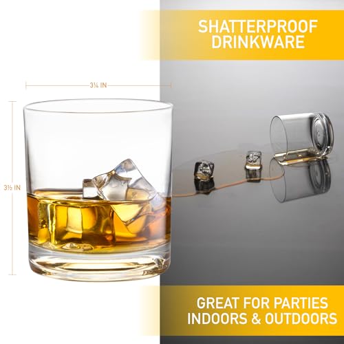 Unbreakable Whiskey Glasses - 100% Tritan - Shatterproof, Reusable, Dishwasher Safe (Set of 4) by D'Eco