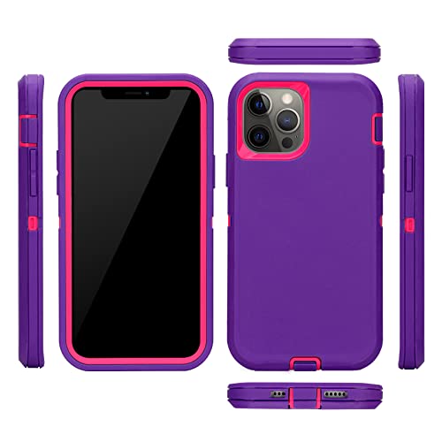 Coque iPhone 12 / 12 Pro silicone et PC rigide violet et rose Maxcury - 2