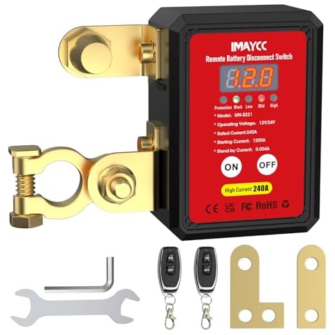IMAYCC Remote Battery Disconnect Switch 12V, Kill Switch for Car with Led Voltage Display, Car Battery Kill Switch Anti Theft, Battery Cut Off Shut Off Switch for Auto,Vehicle, RV, ATV,Truck, Boat. Cover