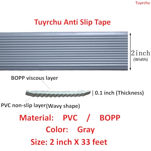 Image of Anti Slip Tape 2 Inch Wide, Waterproof Grip Adhesive Tape, Heavy Duty High Traction Friction for Indoor /Outdoor Steps (33 Ft /Gray).