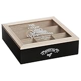 Esta caja de té tiene 5 compartimientos y una cobertura de cristal.