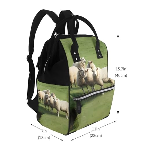 Sac à langer fini le manque de place avec ce sac à dos grande capacité imprimé mouton