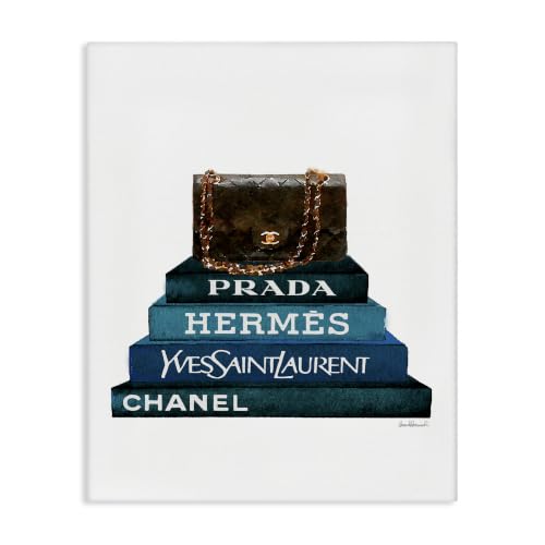 Stupell Industries 'Dark Teal Fashion Bookstack with Brown'| Canvas Art