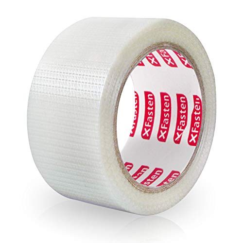 XFasten Filament Duct Tape, Transparent, 2 Inches x 30 Yards, Extreme Fiberglass Reinforced Cross Strapping Tape