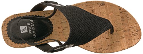 White Mountain Shoes Aida Women's Cork Wedge Sandal, Black/Glitter, 8 M #TOP19