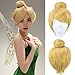 ANOGOL Hair Cap+ Women Short Gold Wig with Buns Straight Cosplay Costume Wig for Halloween Party Hair Gold Blonde Christmas Wig