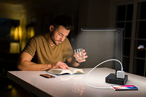Cozoo Led Desk Lamp With 2 Usb Charging Ports 2 Ac Outlets,3 Color Temperature 9 Lighting Mode,Touch/Memory/Timer,10W Eye Protection Foldable Reading Desk Light Study Lamp,College Dorm Room Essentials #TOP7