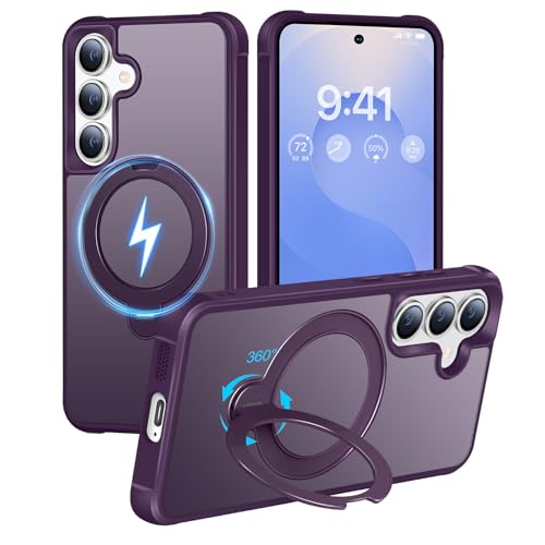 HuwaiH 360° Rotatable Magnetic Stand Case for Samsung S24/S25, Purple