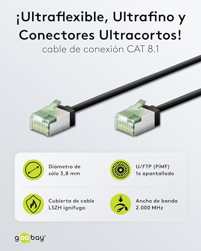 Cable de red CAT 8.1 cable Ethernet U FTP CU superflexible 10Gbits negro Goobay pack de 10x5m 2