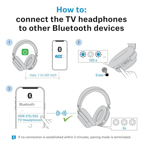 Image of Sennheiser RS 275 TV Headphones - Bluetooth Headphones and Transmitter Bundle - Low Latency Wireless Headphones with Virtual Surround Sound, Speech Clarity and Auracast Technology - 50 h Battery