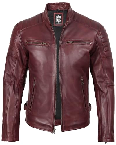 Image of Decrum Men's Casual Real Lambskin Leather Jacket with Zipper Closure